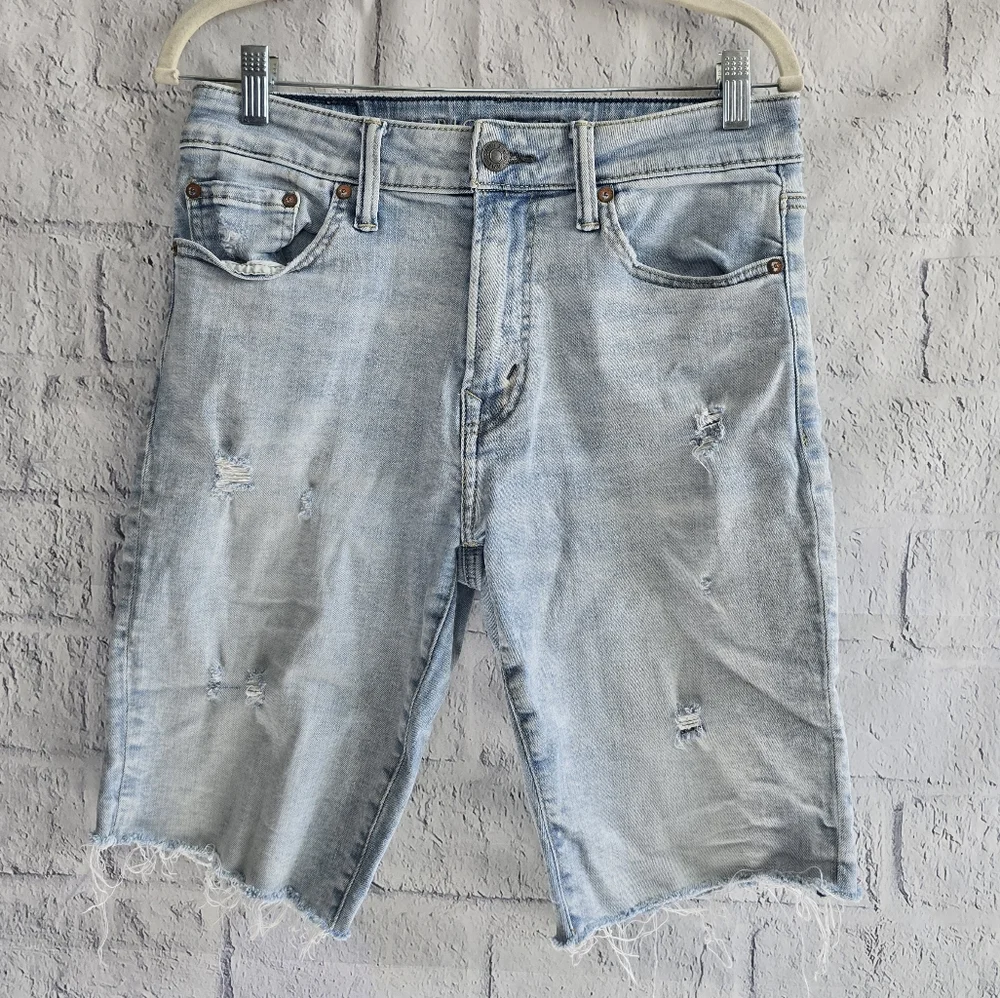 American Eagle Jorts Airflex Men's Light Wash Distressed Denim Shorts 30 - Picture 2 of 15